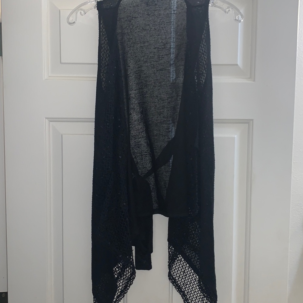 Daytrip. Size small cardigan. Black with sequin and netting detail.